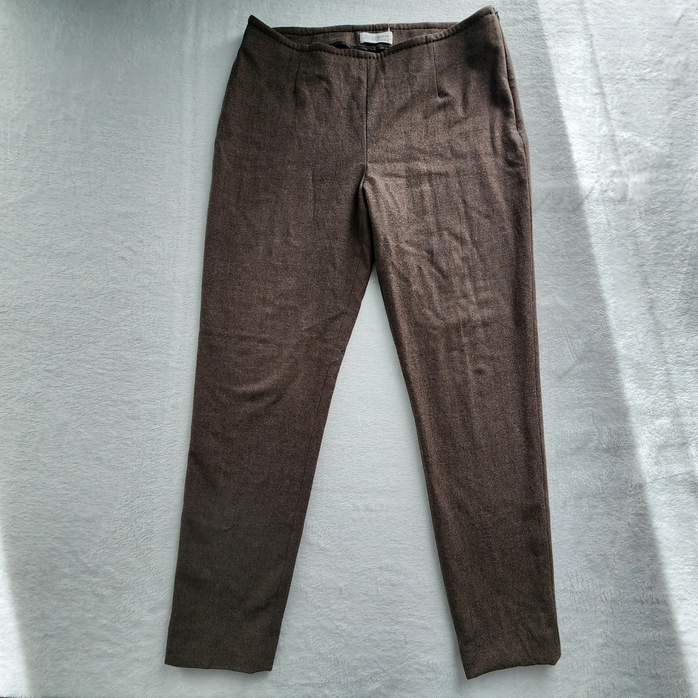 Wool Trousers Womens 10 Brown Made in Italy Straight Leg Office Luxury Academia